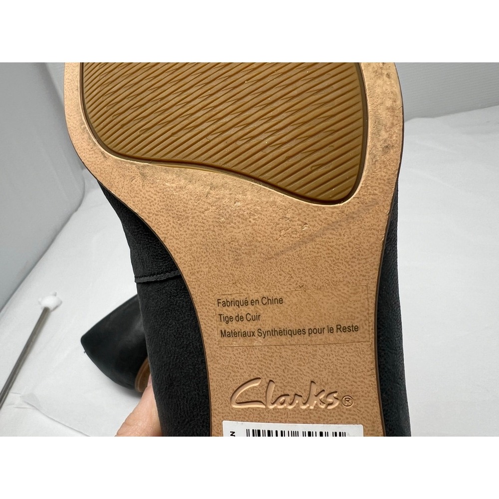 Clarks Mena Bloom‎ Black Leather Low Heel Pumps Women's US 8.5M Cushion - Picture 6 of 9